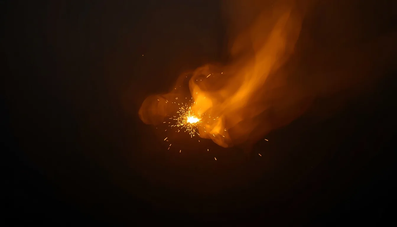 A glowing ember and spark on black — heat converts THCa to THC, which is what gets you high