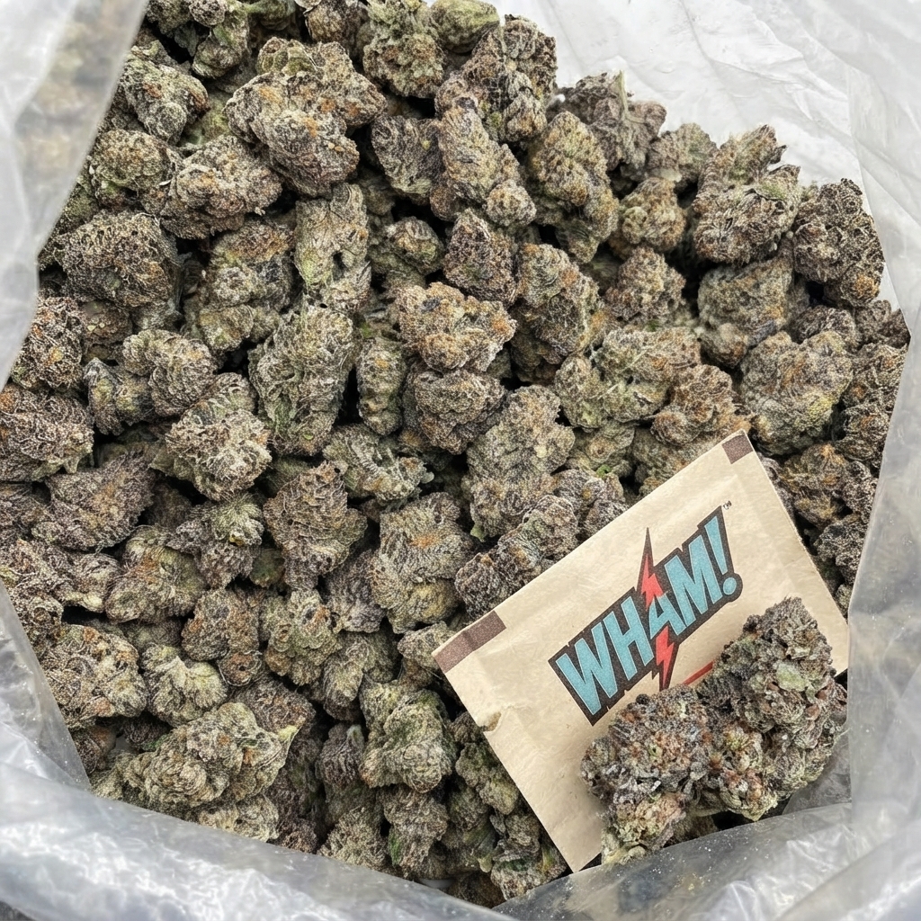 BUBBLEGUM BLOW THCa flower — bud structure shown in close detail